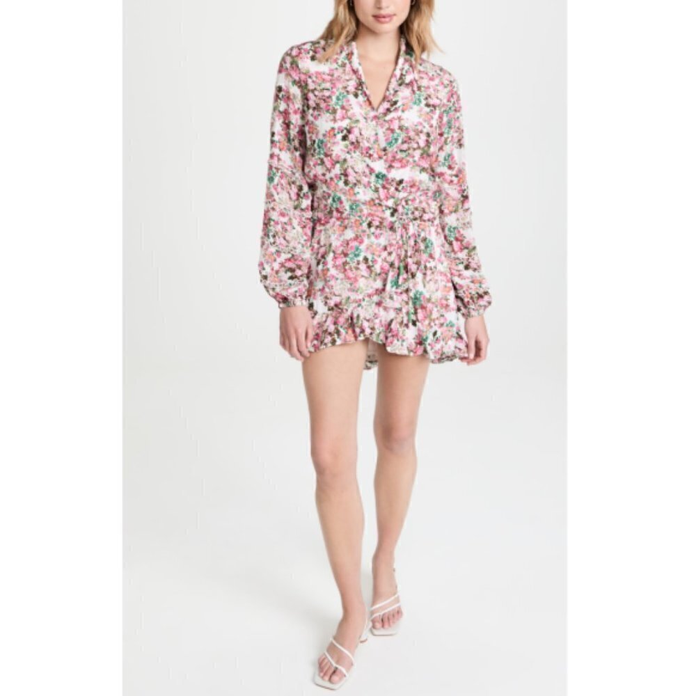 Rococo Sand 'Vie' Floral-Print Wrap-Style Minidress, Pink Multicolor
